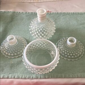 Fenton Vintage Opalescent Milk Glass Hobnail Set from the 1930’s